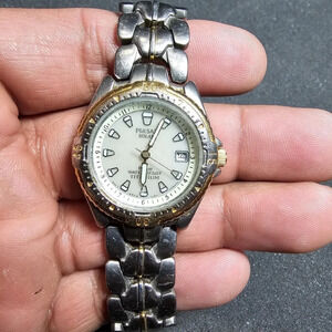 PULSAR SOLAR LADIE'S SOLAR WATCH GOlD SILVER TONE V182-0A20 FOR PARTS OR REPAIR